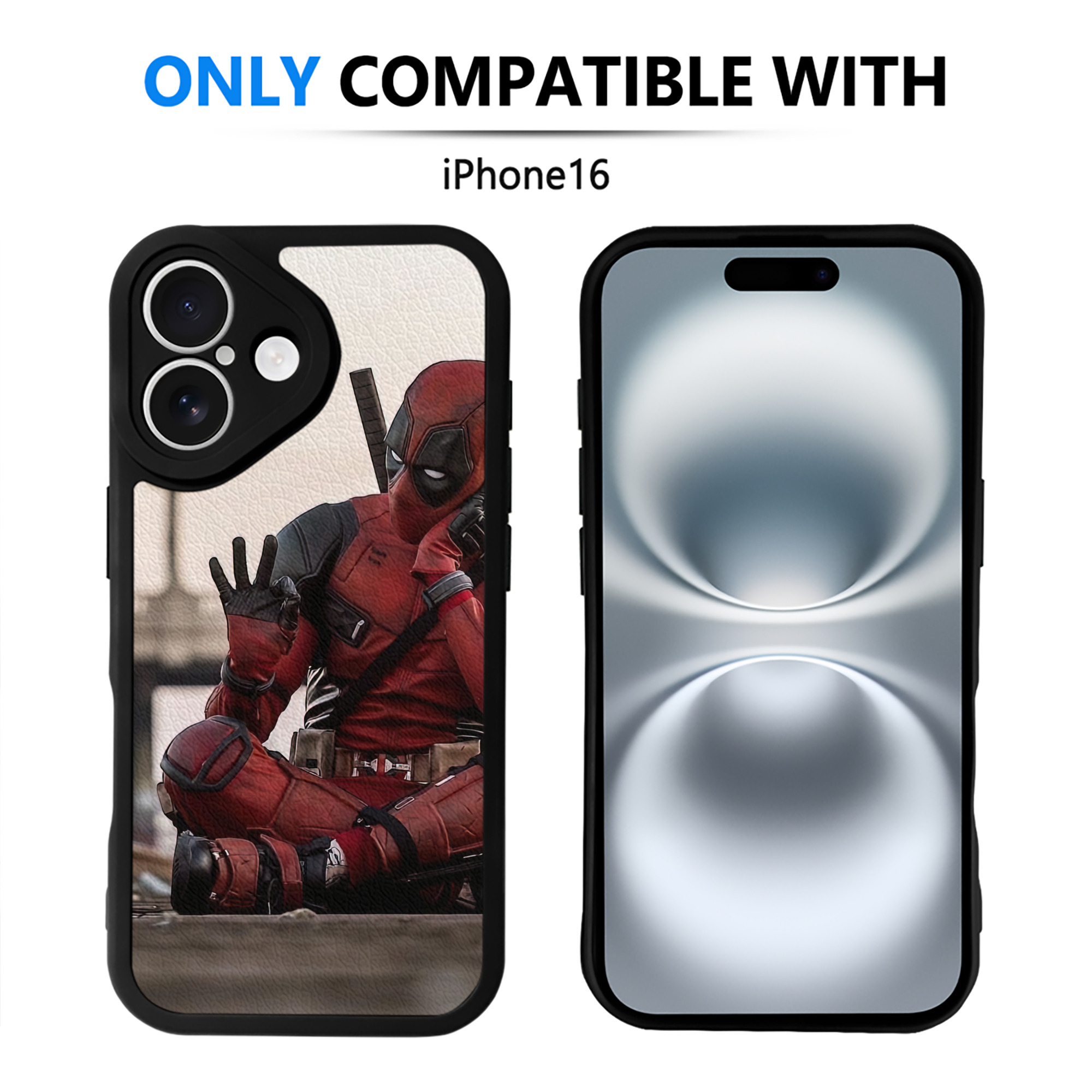 （画像用） Deadpool デッドプール 【iPhone 16シリーズ対応】シリコンスマホケース（レザー調） 材質：シリコン